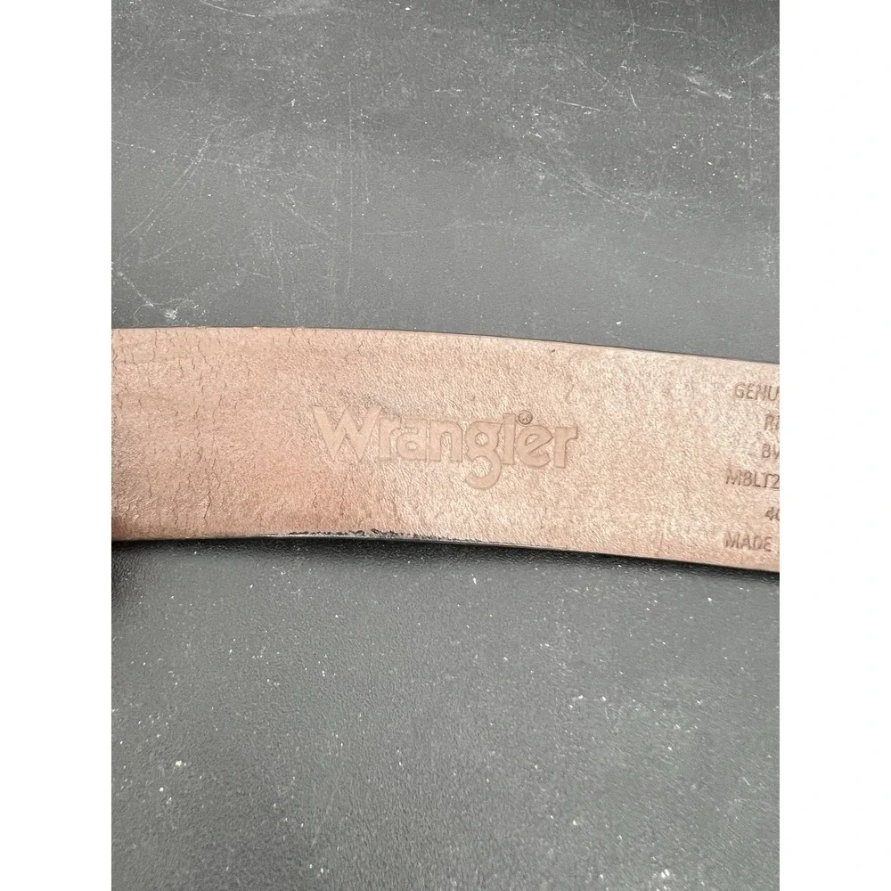 VTG Wrangler Western Brown Leather‎ Embossed Belt Cowboy
